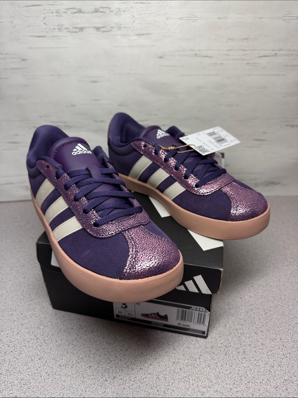 adidas Women's Purple Glitter Casual Sneakers
